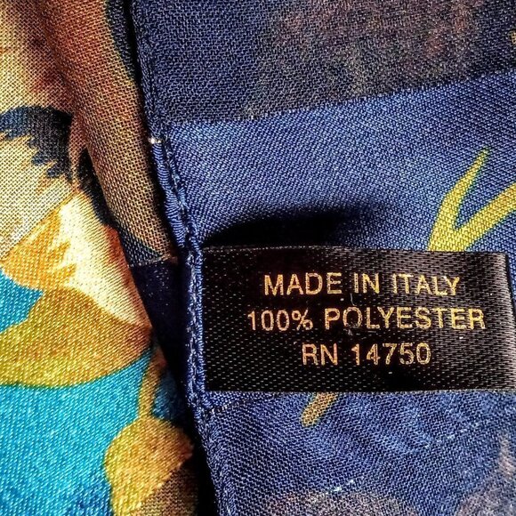 Vintage Berkshire Blue Floral Gold Thread Scarf - Picture 4 of 5